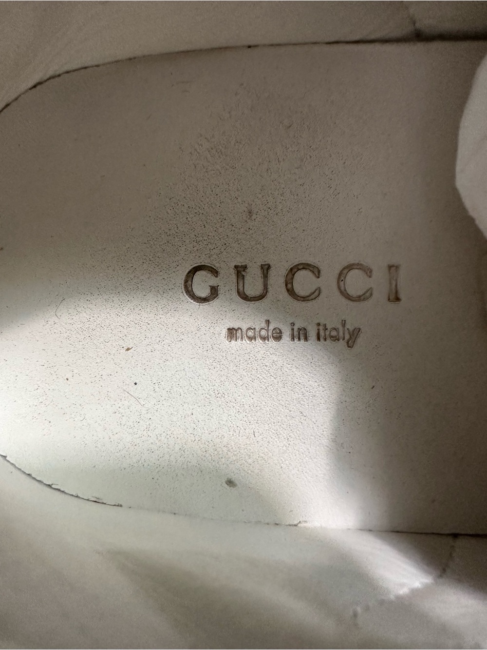Gucci White Leather Sneakers with Green & Red Web and Gold Bee - Picture 6 of 7